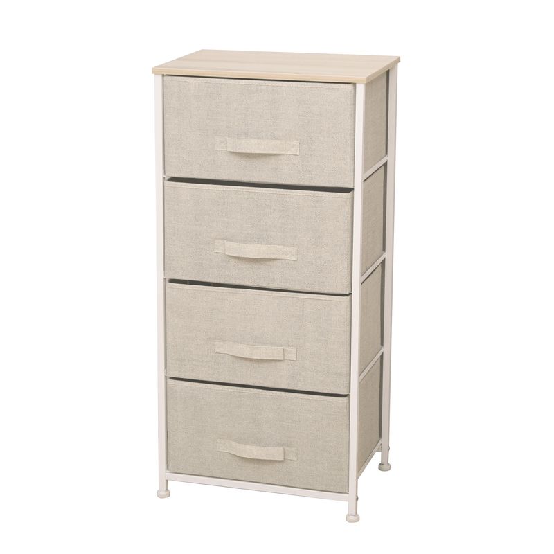 GENERICO - Cajonera Comoda 4 Cajones Estructura Metalica Liviana Beige