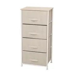 GENERICO - Cajonera Comoda 4 Cajones Estructura Metalica Liviana Beige