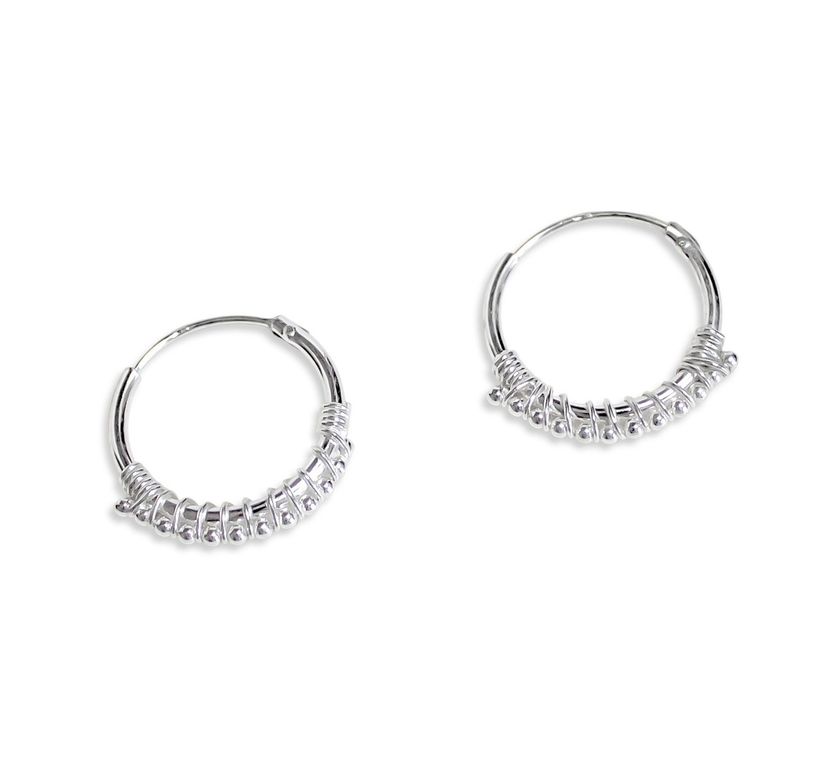Aros Argolla Mini Bolita 14mm Plata Fina 925 Plateado TALLA UNICA