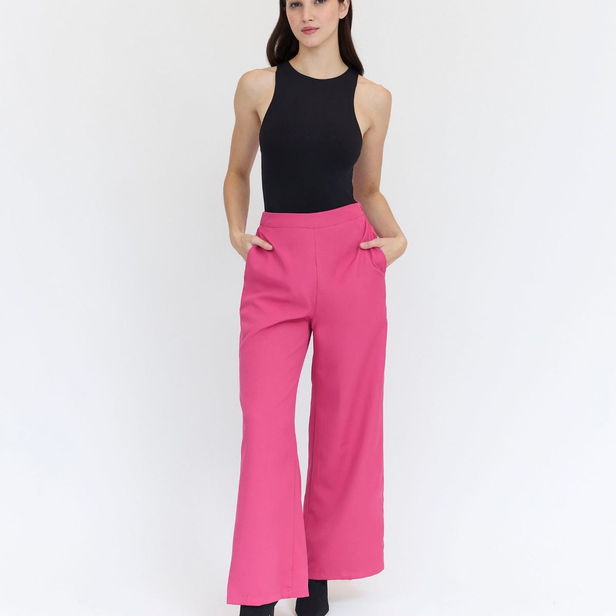 GUINDA - Pantalón liso Guada Guinda