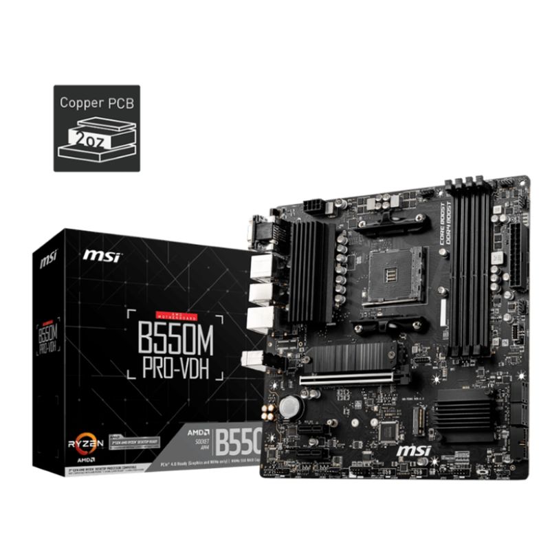 MSI - M/B AM4 (AMD) - MSI B550M PRO-VDH - 4x DDR4 - Micro ATX