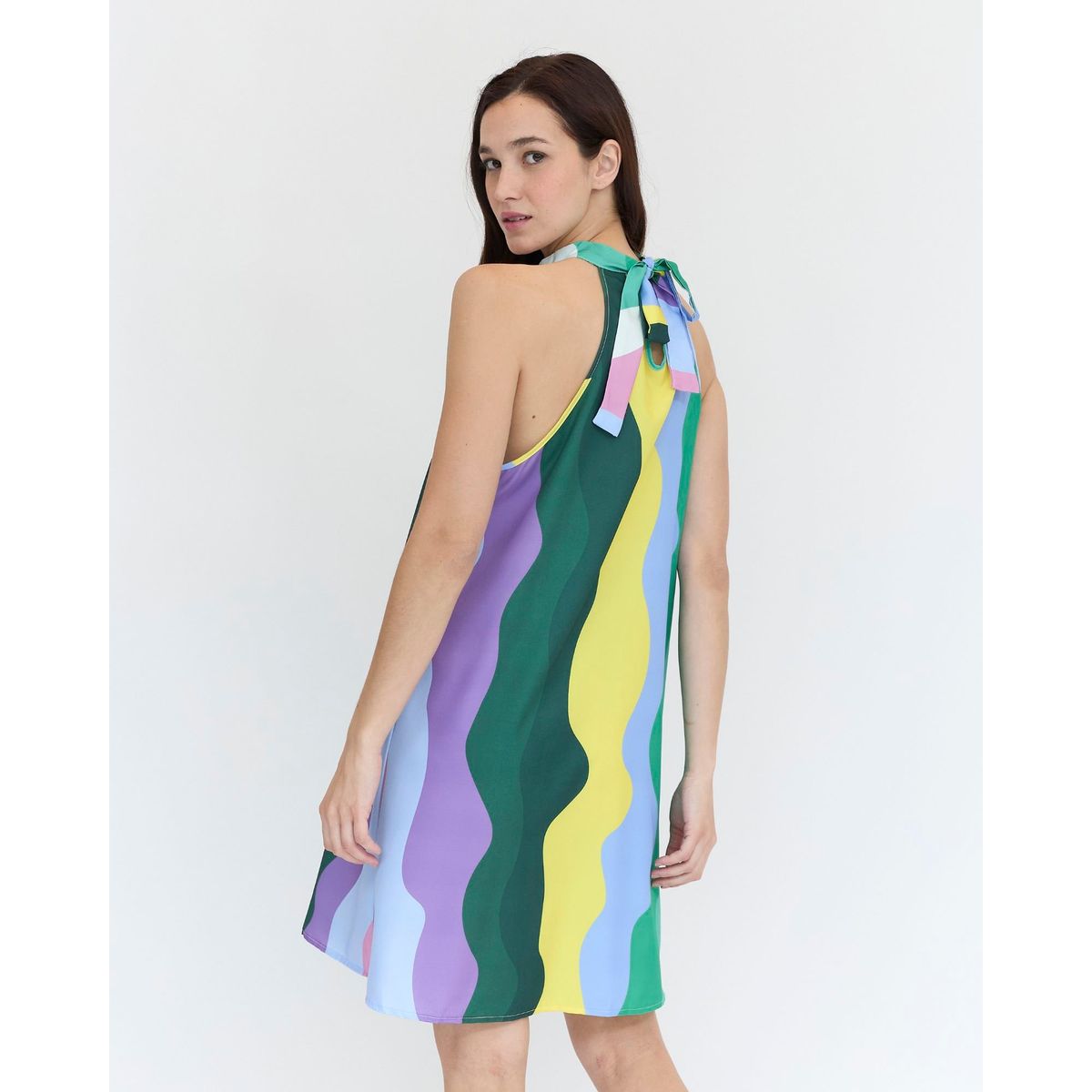 GUINDA - Vestido corto con cuello Halter Flame Guinda