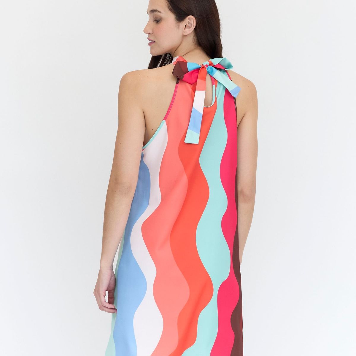 GUINDA - Vestido corto con cuello Halter Flame Guinda