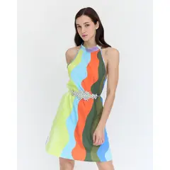 GUINDA - Vestido corto con cuello Halter Flame