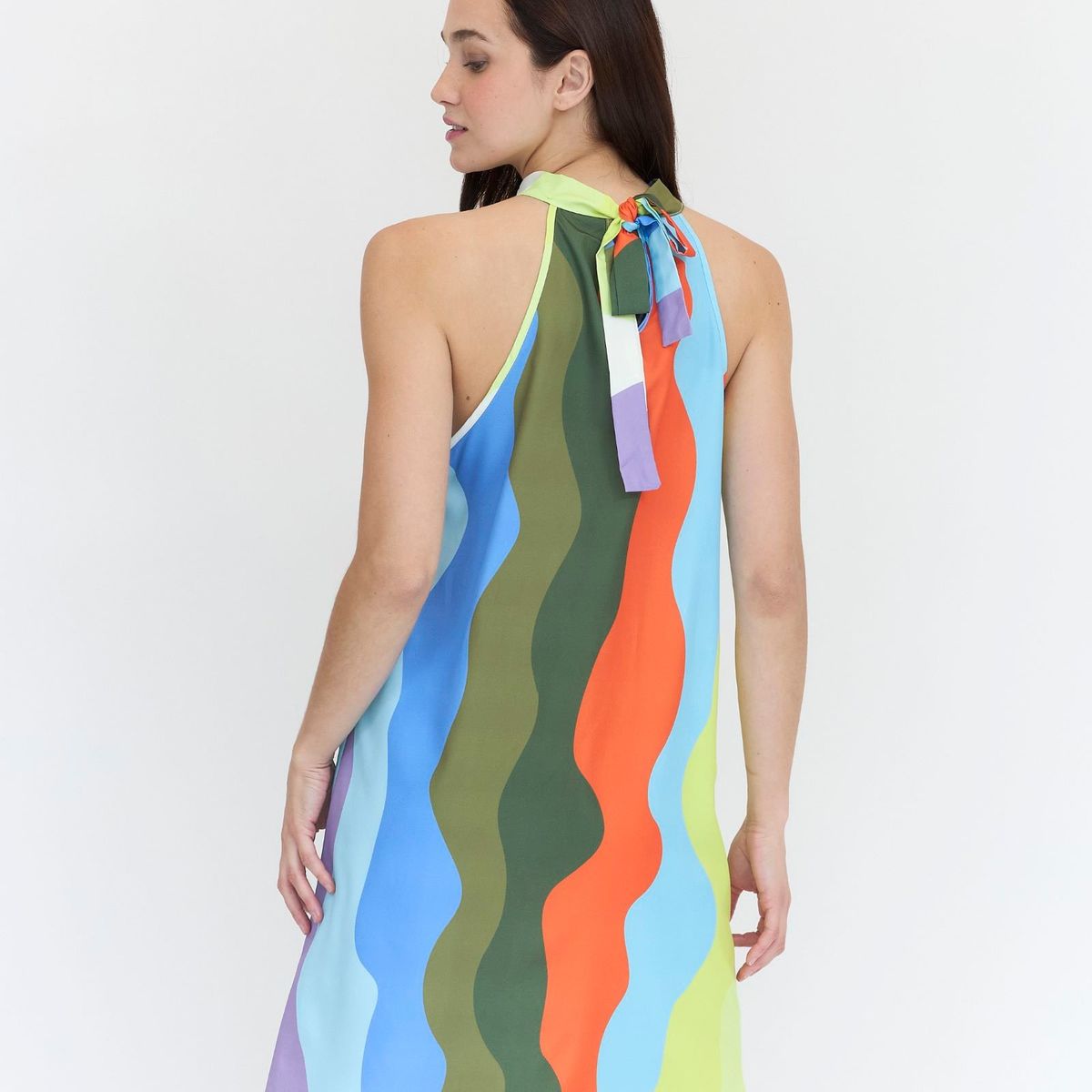 GUINDA - Vestido corto con cuello Halter Flame Guinda