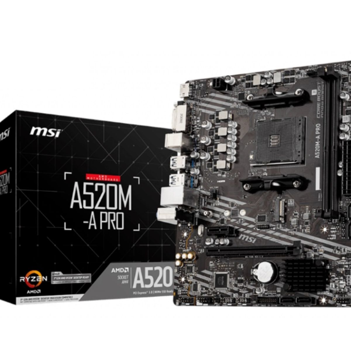 MSI - M/B sAM4  (AMD) - MSI A520M-A PRO - 2x DDR4 - Micro ATX