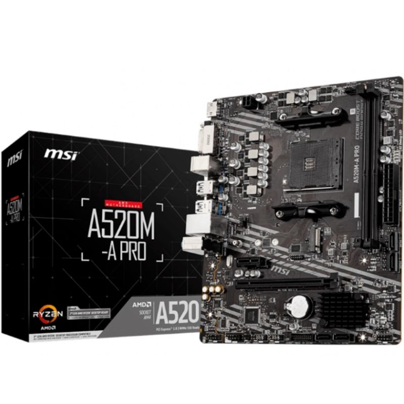 MSI - M/B sAM4  (AMD) - MSI A520M-A PRO - 2x DDR4 - Micro ATX