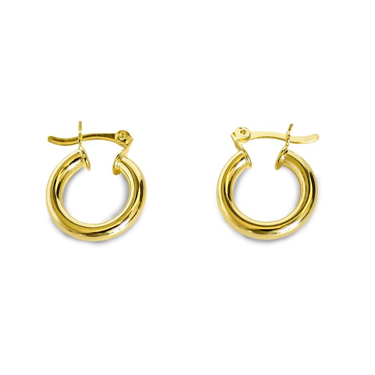 Aros Rocio Argolla Tubo 16mm Enchapado Oro 18K Dorado TALLA UNICA