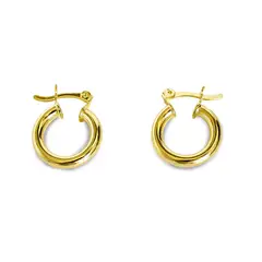 COGGIOLA - Aros Rocío Argolla Tubo 16mm Enchapado Oro 18K