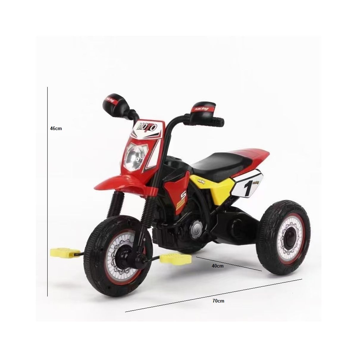 GENERICO - Triciclo Infantil Tipo Moto 3 Ruedas Rojo