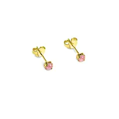 COGGIOLA - Aros Circón 2mm Rosado Enchapado Oro 18K