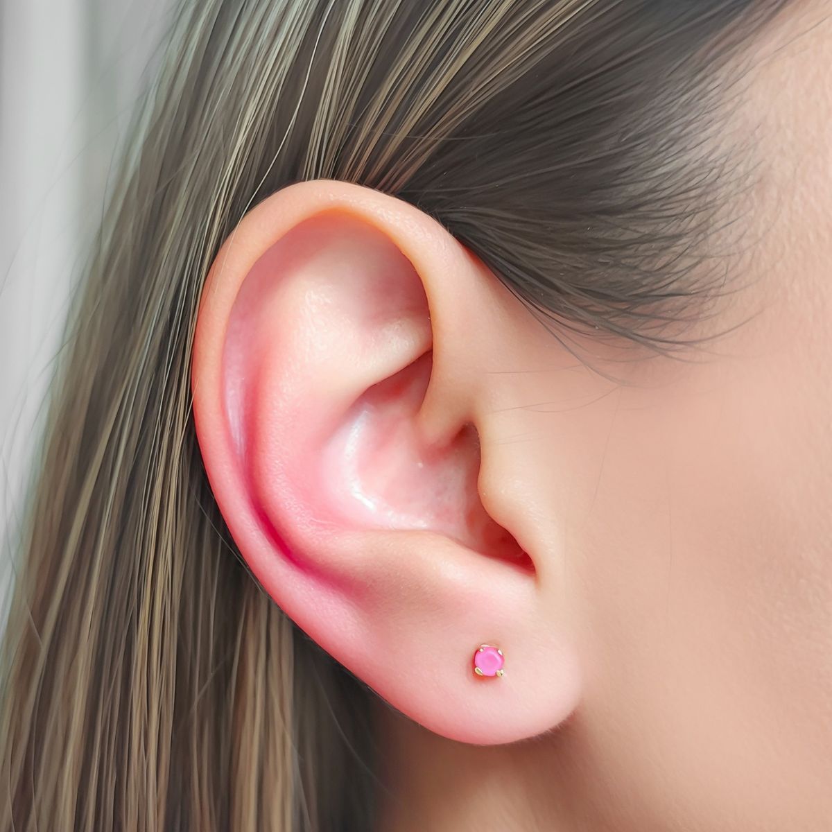 COGGIOLA - Aros Circón 2mm Rosado Enchapado Oro 18K