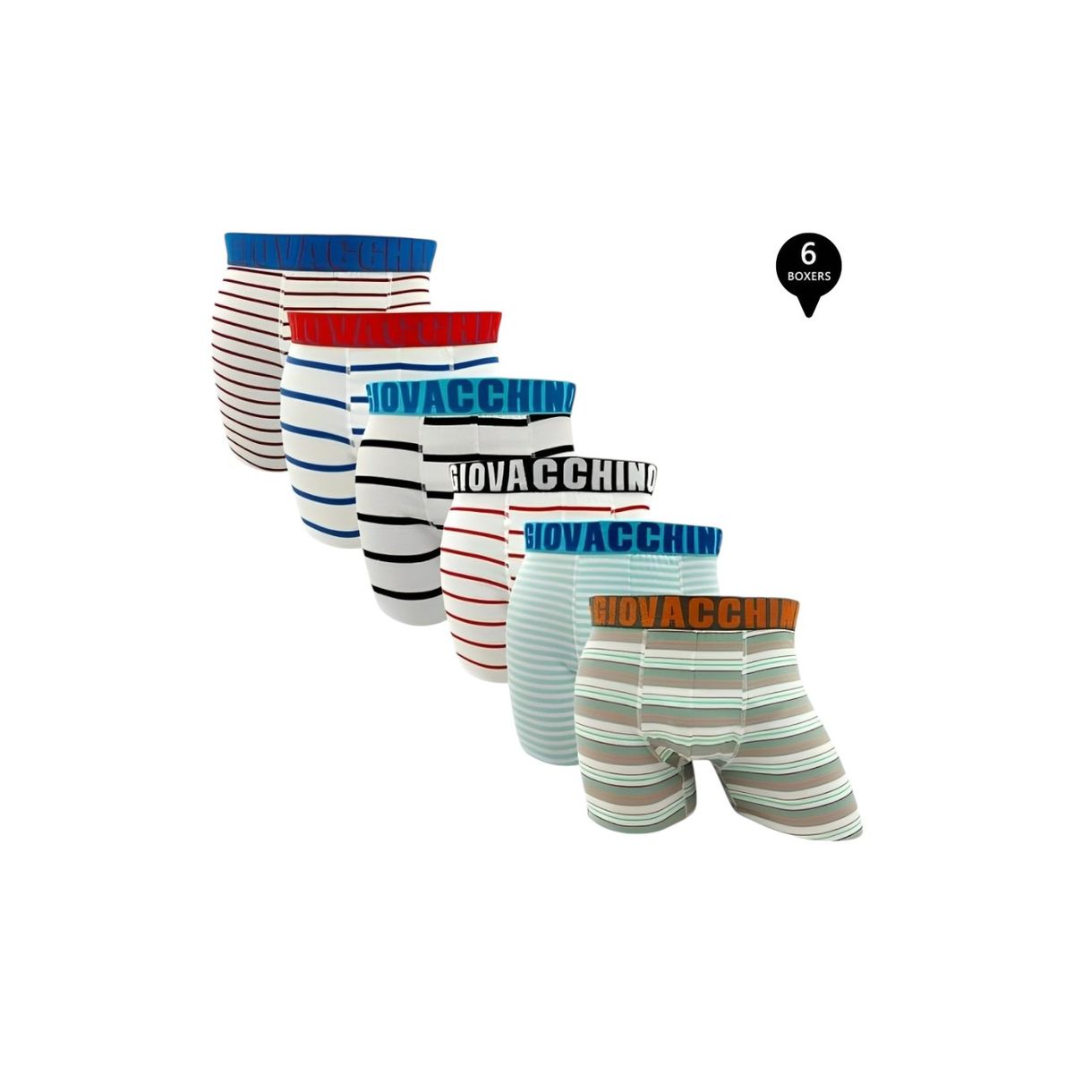 GIOVACCHINO - Pack de 6 Boxer Medio Algodón Hombre
