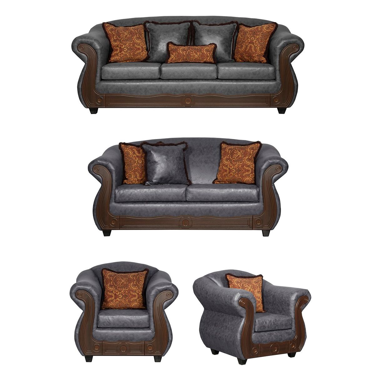 BLACK FACTORY - Juego de Living 3 2 1 1 Estambul Gris.