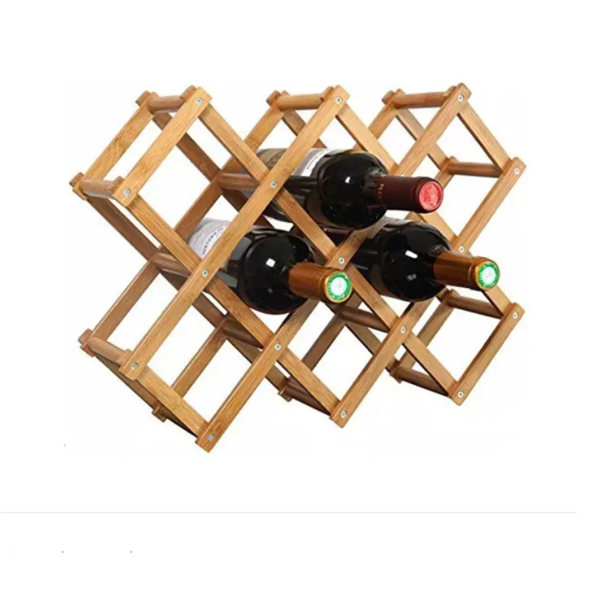 GENERICO - Porta Vino Botellas Plegable Soporte De Vino Madera 10 Pts.