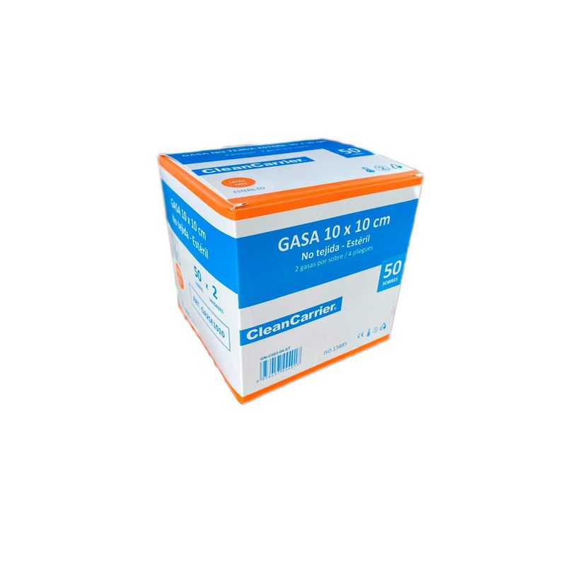 CLEANCARRIER - Gasa estéril 10x10, no tejida 4 pliegues 50x2 unidades