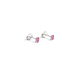 COGGIOLA - Aros Circón Rosado Grifas 4mm Plata Fina 925
