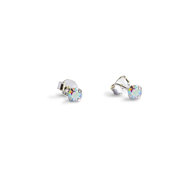 Aros Circon Tornasol Grifas 4mm Plata Fina 925 Plateado TALLA UNICA