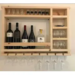 GENERICO - Cantinera Mini Bar Repisa Vinos Pared Madera Rustico