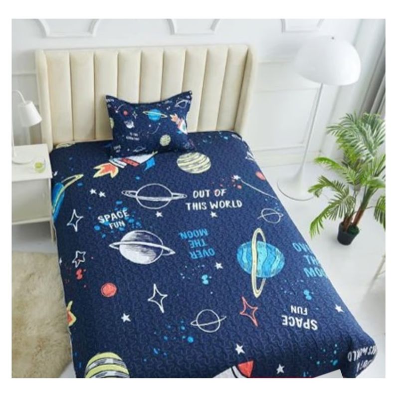 COMPRAPO - Cubrecama Quilt Infantil Liviano 1.5 Pza. Mod. Galaxy Dreams + Funda
