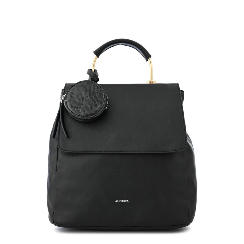 AMPHORA - Mochila con tapa mediana benita Negro especial