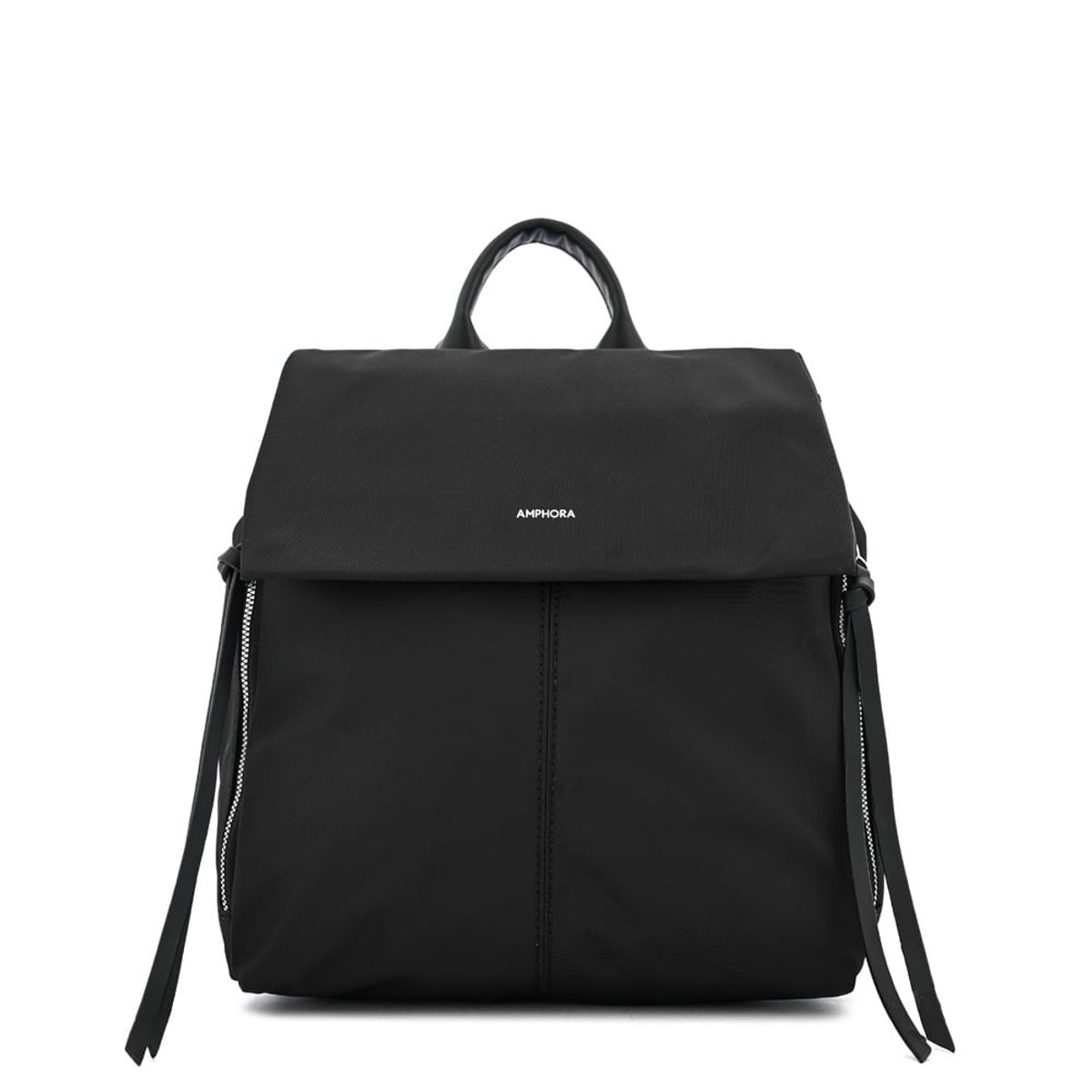 AMPHORA - Mochila julianne mediana negro texturizado