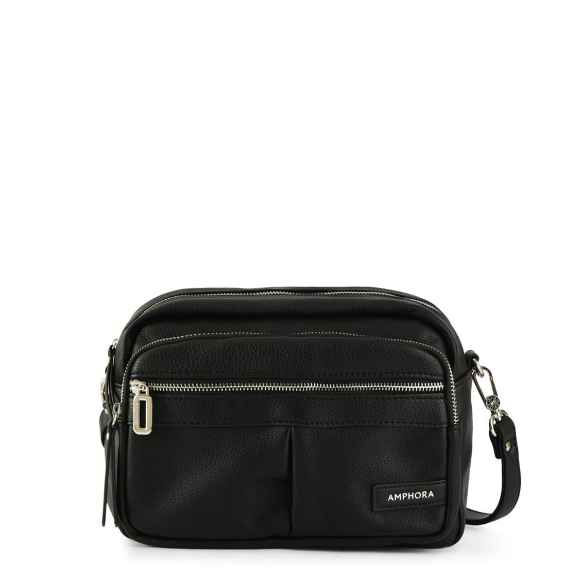 AMPHORA - Cartera bandolera mediana metallique Negro especial