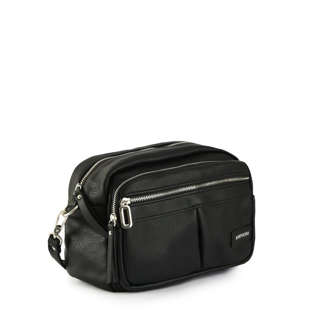 AMPHORA - Cartera bandolera mediana metallique Negro especial