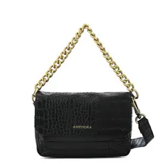 AMPHORA - Cartera bandolera con tapa brady pequeña negro especial