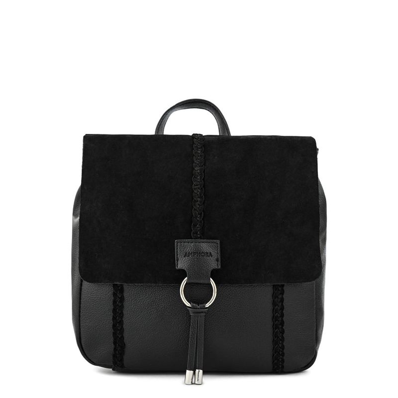 AMPHORA - Mochila con tapa mediana daila negro