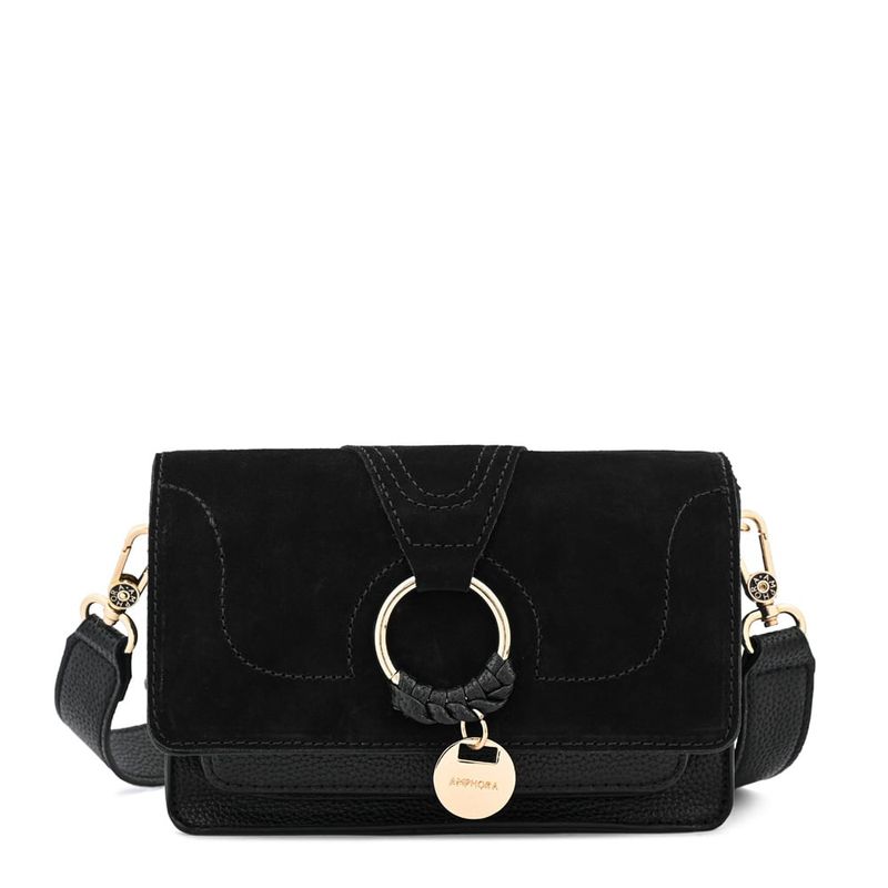 AMPHORA - Cartera bandolera con tapa pequeña marla Negro especial