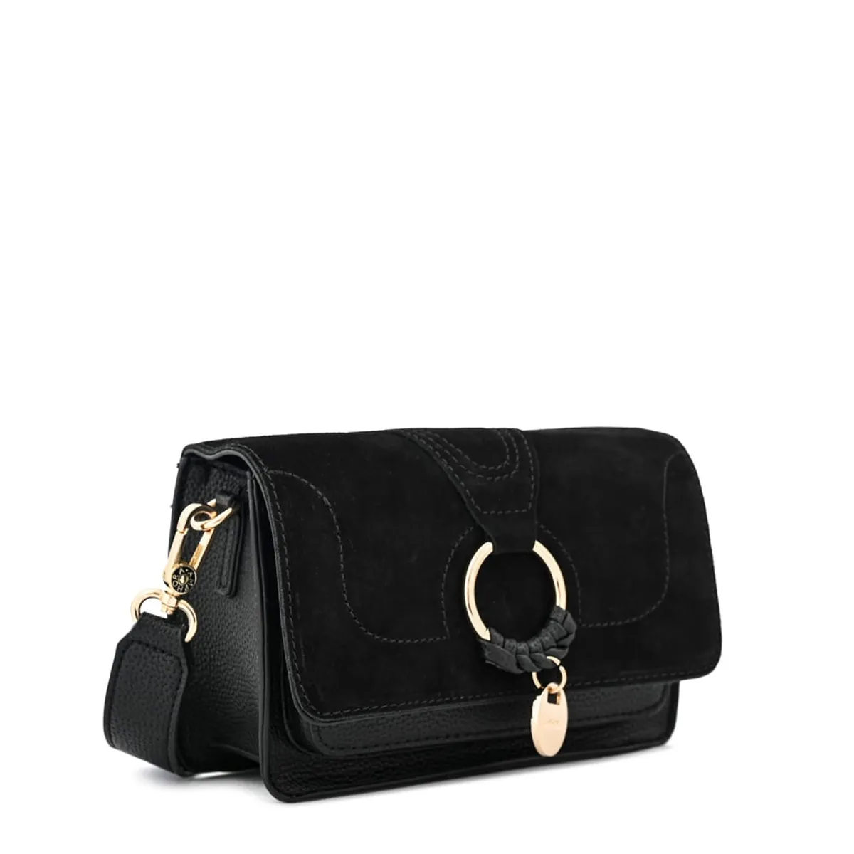 AMPHORA - Cartera bandolera con tapa marla pequeña negro especial