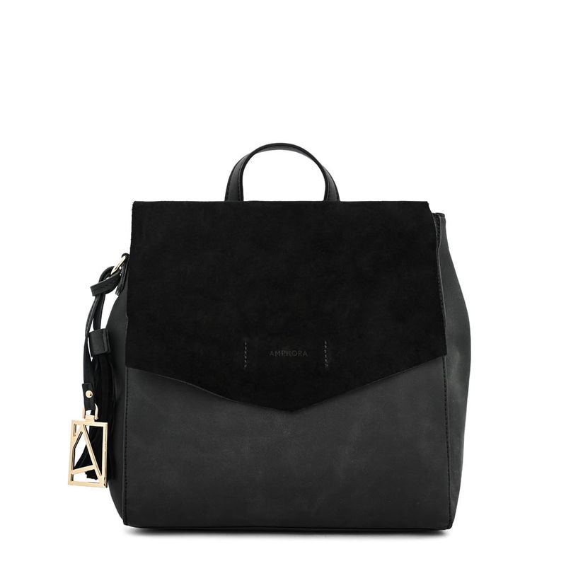 AMPHORA - Mochila con tapa mediana siena Negro especial