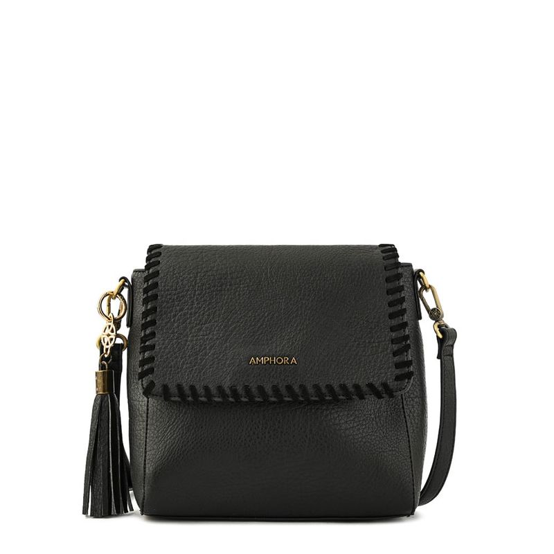 AMPHORA - Cartera bandolera con tapa pequeña evelyn negro