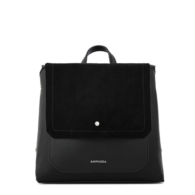 AMPHORA - Mochila con tapa mediana becca negro