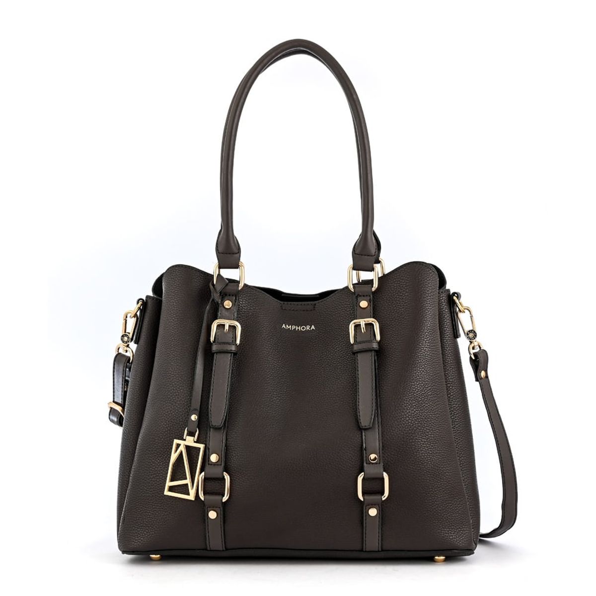 AMPHORA - Cartera tote Tres divisiones mediana allis cafe oscuro