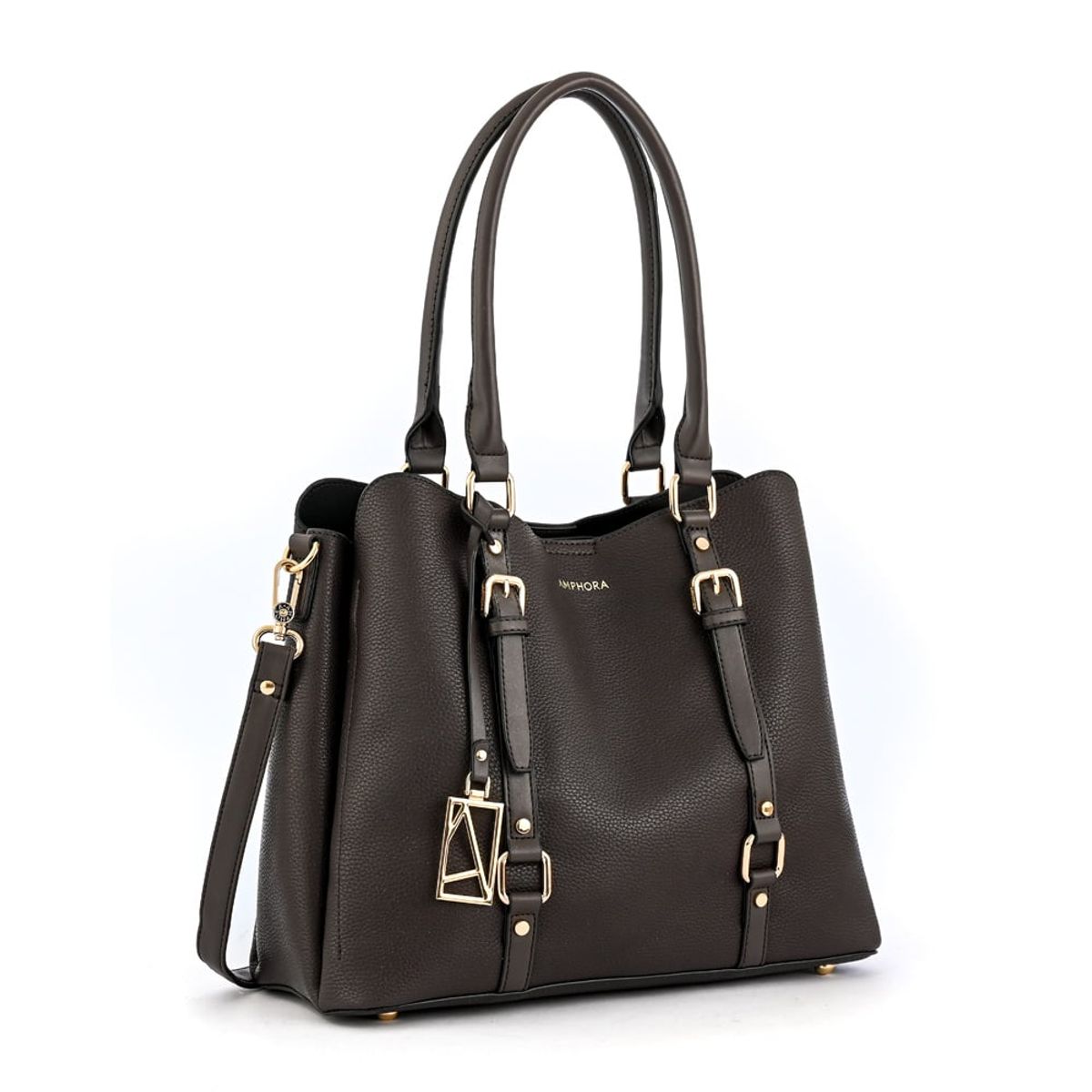 AMPHORA - Cartera tote Tres divisiones mediana allis cafe oscuro