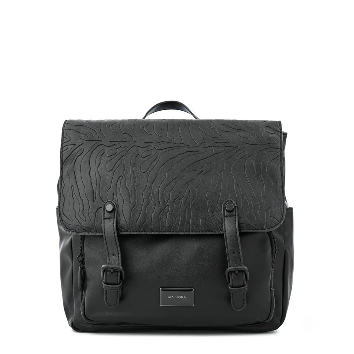 AMPHORA - Mochila con tapa samira mediana negro