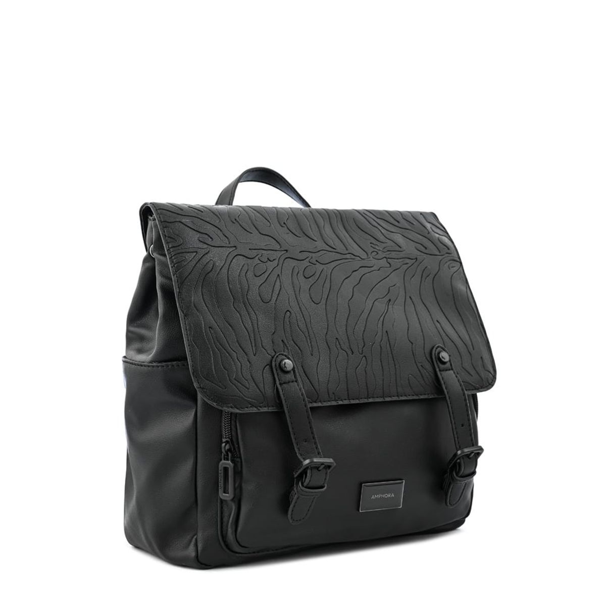 AMPHORA - Mochila con tapa samira mediana negro