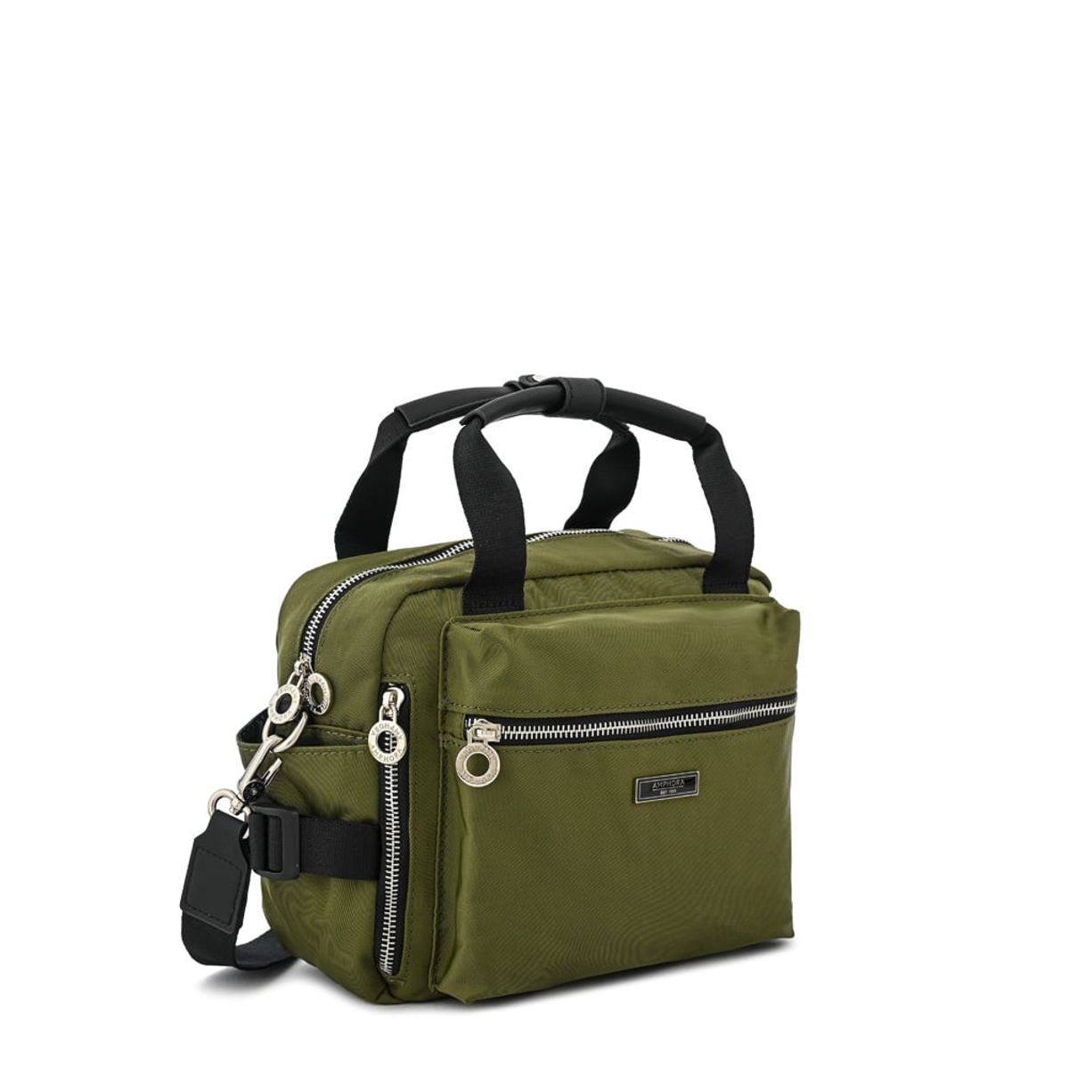 AMPHORA - Cartera bandolera lani mediana verde oliva