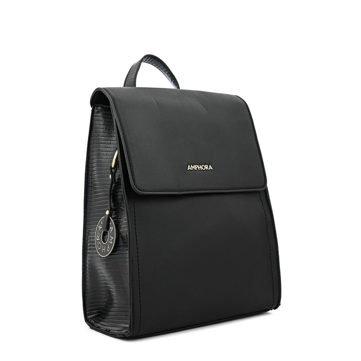 AMPHORA - Mochila con tapa nila mediana negro especial