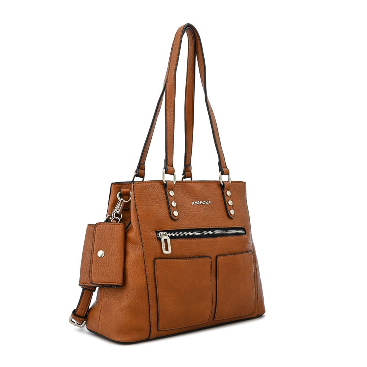 AMPHORA - Cartera tote tres divisiones grande silvia café