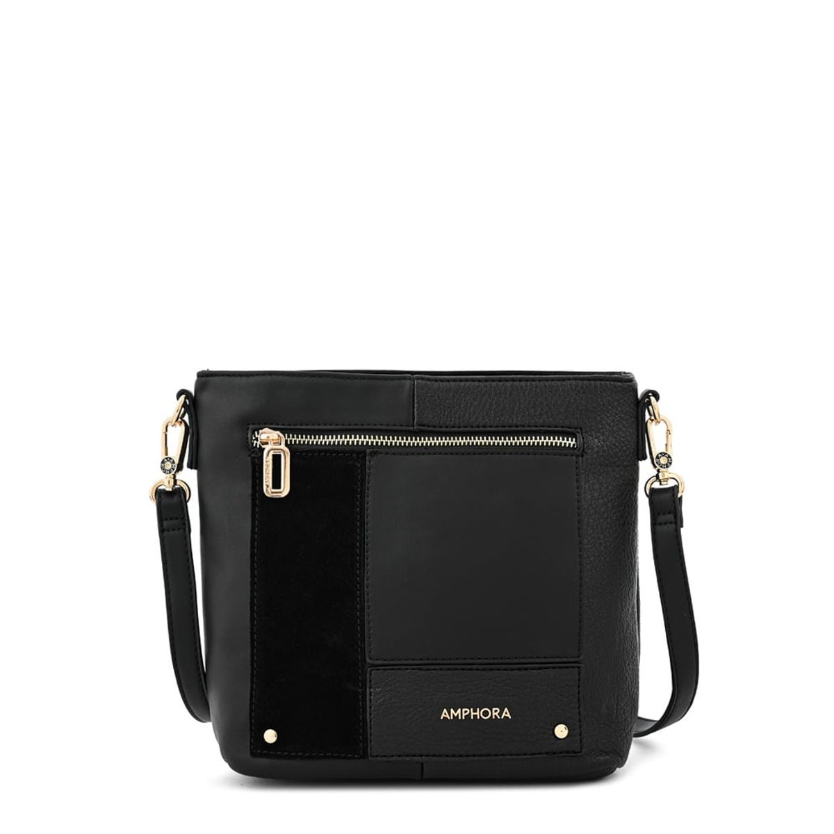 AMPHORA - Cartera bandolera jane mediana negro