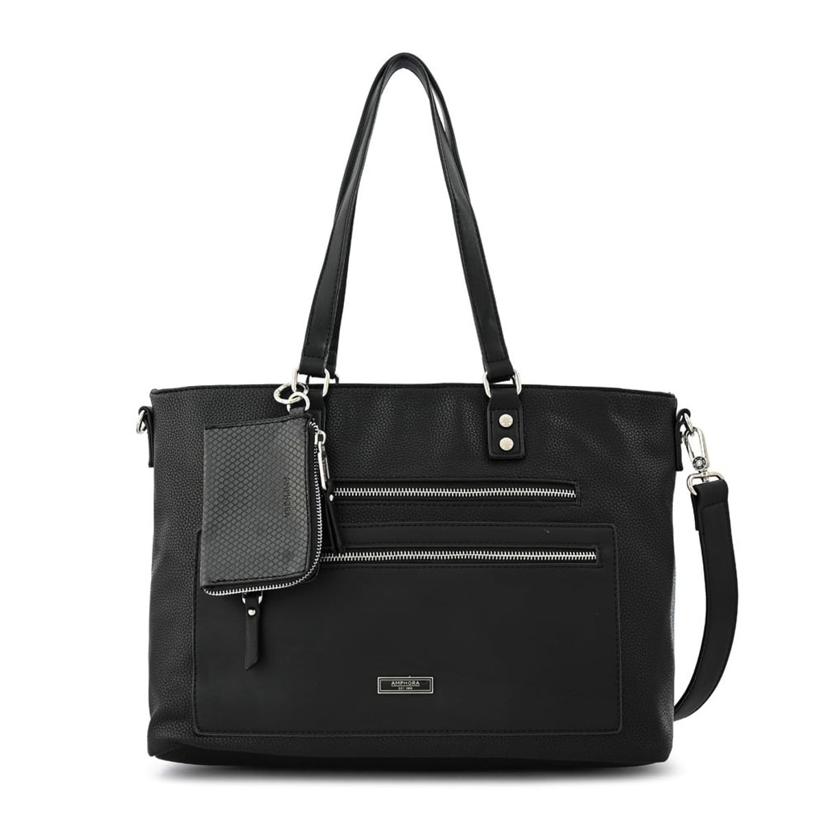 AMPHORA - Cartera dos asas porta notebook grande gallet negro