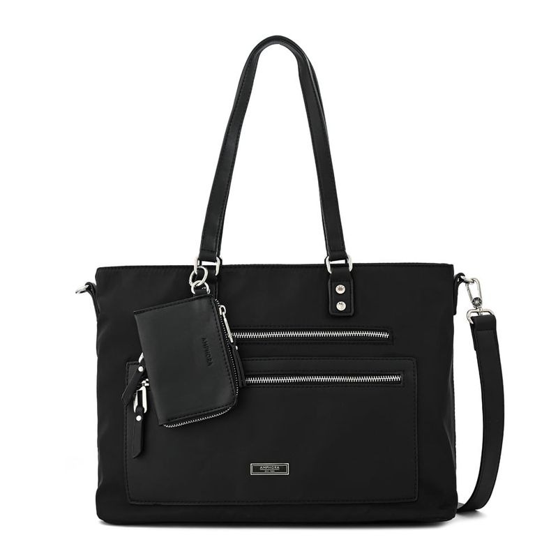 AMPHORA - Cartera dos asas porta notebook gallet Negro especial