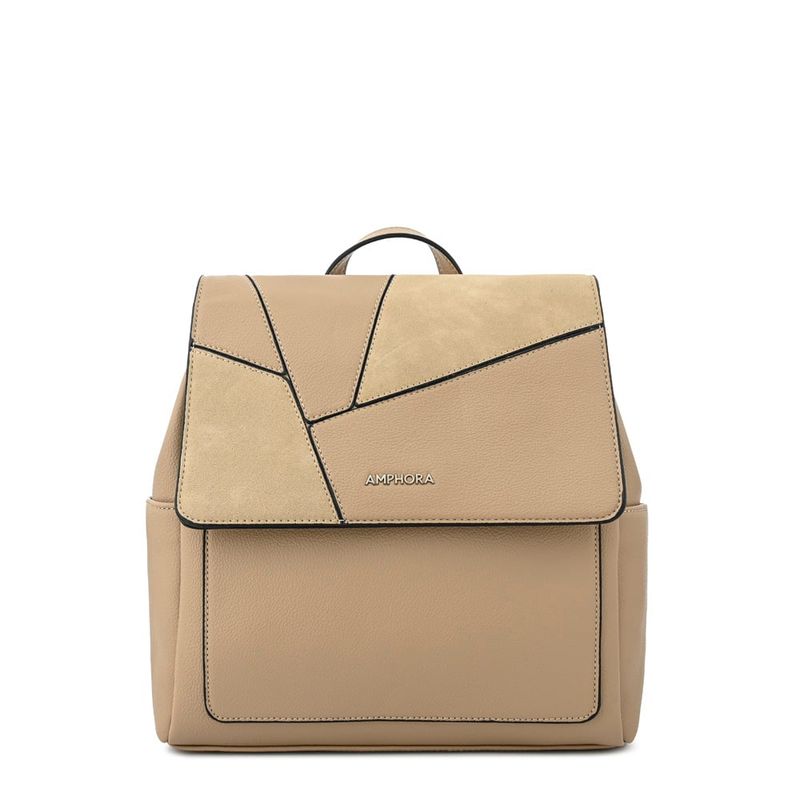 AMPHORA - Mochila con tapa mediana amira beige