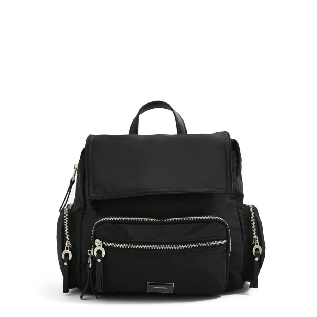 AMPHORA - Mochila con tapa harmonie mediana negro