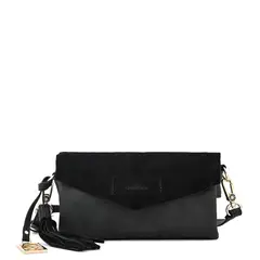 AMPHORA - Cartera bandolera con tapa pequeña siena Negro especial