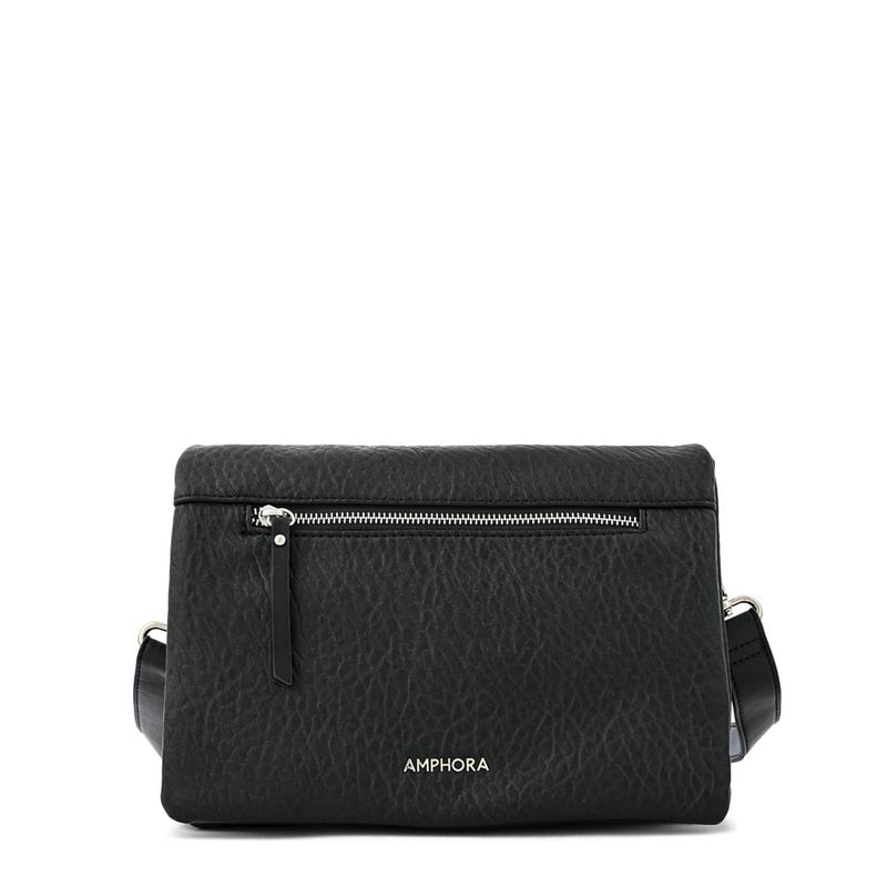 AMPHORA - Cartera bandolera con tapa mediana valita negro