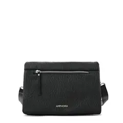 AMPHORA - Cartera bandolera con tapa mediana valita negro
